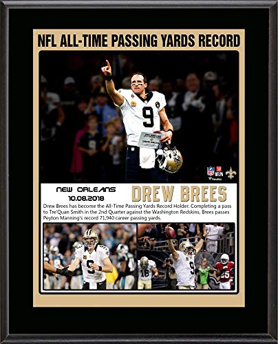 Drew Brees New Orleans Saints 10.5″ x 13″ NFL Passing Yards Record Sublimated Plaque – NFL Player Plaques and Collages