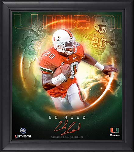 Ed Reed Miami Hurricanes Framed 15″ x 17″ Stars of the Game Collage – Facsimile Signature – College Player Plaques and Collages