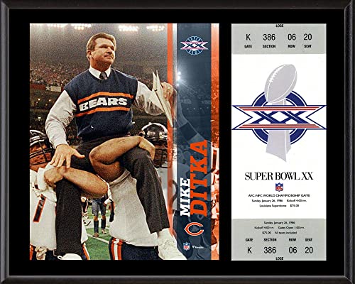 Mike Ditka Chicago Bears 12″ x 15″ Super Bowl XX Plaque with Replica Ticket – NFL Player Plaques and Collages