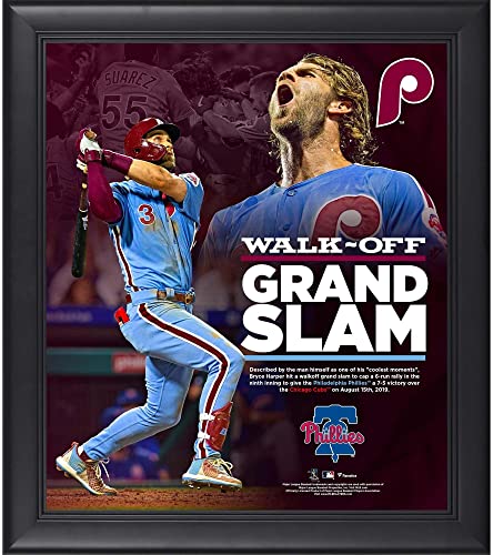 Bryce Harper Philadelphia Phillies Framed 15″ x 17″ Walkoff Grand Slam Collage – MLB Player Plaques and Collages