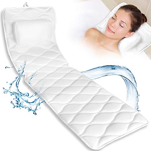 Bath Pillow Full Body – Uclet Spa Pillow Bath Pillows for Tub Neck and Back Support with 17 Suction Cups Luxury 5D Air Mesh, Bathtub Pillow for Any Tub