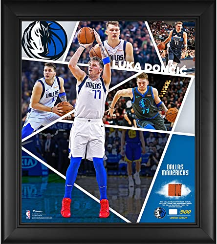 Luka Doncic Dallas Mavericks Framed 15″ x 17″ Impact Player Collage with a Piece of Team-Used Basketball – Limited Edition of 500 – NBA Player Plaques and Collages