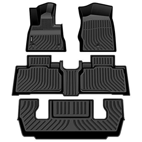VIWIK Floor Mats Compatible for 2020 2021 2022 2023 Explorer 6 Passenger Models, All Weather Protection Custom Floor Liners Full Set Include 1st/2nd/3rd Row Front & Rear, Car Mats TPE Black