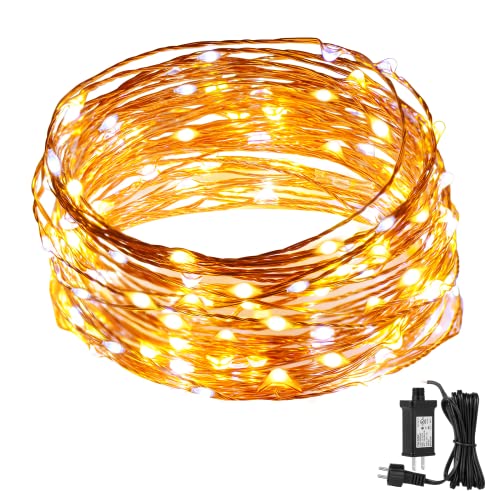LED String Lights, 44ft 120LED Warm White Lights Strip Waterproof Copper Wire Twinkle String Lights for Bedroom, DIY, Patio, Parties, Wedding, Christmas