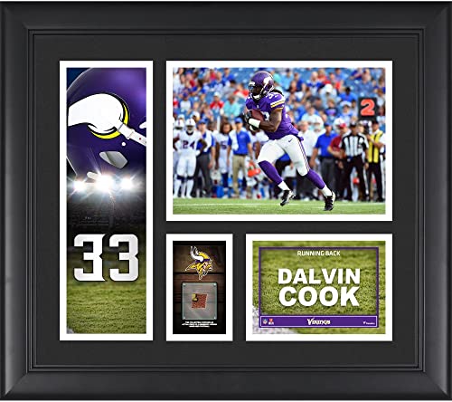 Dalvin Cook Minnesota Vikings Framed 15″ x 17″ Player Collage with a Piece of Game-Used Football – NFL Player Plaques and Collages