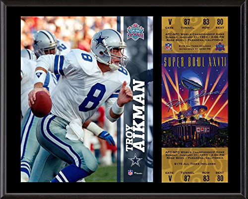 Troy Aikman Dallas Cowboys 12″ x 15″ Super Bowl XXVII Plaque with Replica Ticket – NFL Player Plaques and Collages