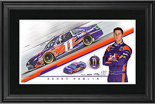 Denny Hamlin Framed 10″ x 18″ 2018 FedEx Panoramic Photograph – NASCAR Driver Plaques and Collages