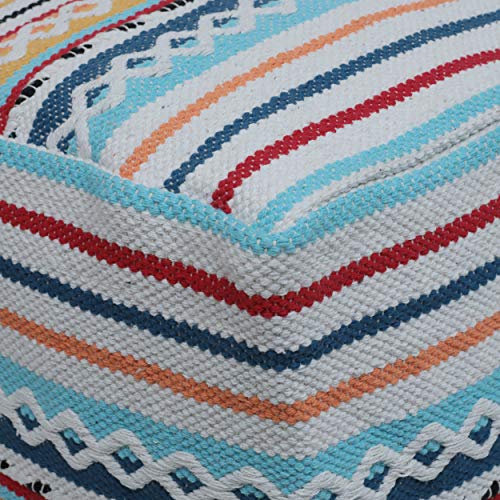 Christopher Knight Home Hamler Pouf, White + Red + Multi-Blue | The Storepaperoomates Retail Market - Fast Affordable Shopping