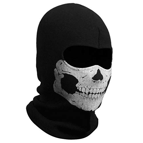 Aikuer Black Balaclava Ghosts Skull Full Face Mask, Windproof Ski Mask Motorcycle Face Masks Tactical Balaclava Hood for Men Women Youth Halloween Cosplay Outdoor Sport Cycling Skiing Hiking