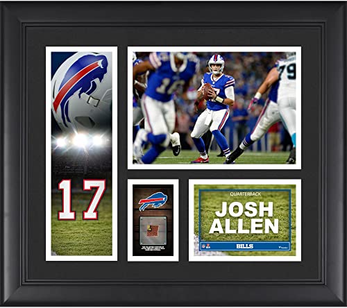 Josh Allen Buffalo Bills Framed 15″ x 17″ Player Collage with a Piece of Game-Used Ball – NFL Player Plaques and Collages