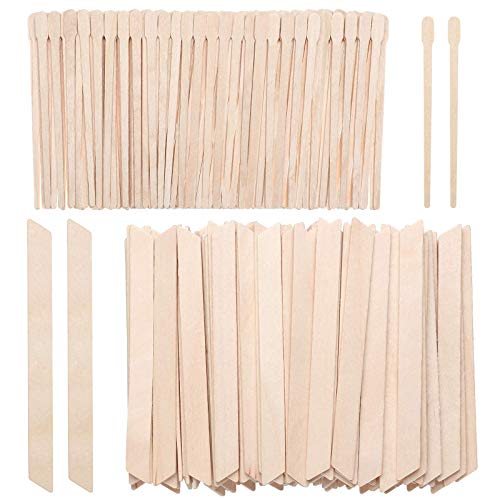 400 Pieces Wax Applicator Sticks Wax Spatulas Wood Craft Sticks, Include 200 Pieces Edge Small Wax Applicators and 200 Pieces Small Wooden Waxing Applicator Sticks for Hair Removal