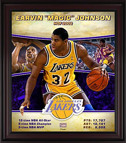 Earvin”Magic” Johnson Los Angeles Lakers Framed 15″ x 17″ Hardwood Classics Player Collage – NBA Player Plaques and Collages