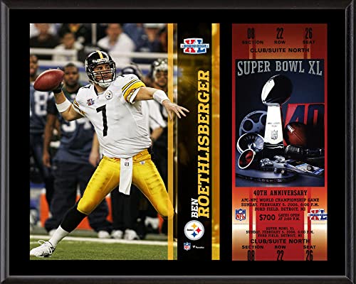 Ben Roethlisberger Pittsburgh Steelers 12″ x 15″ Super Bowl XL Plaque with Replica Ticket – NFL Player Plaques and Collages