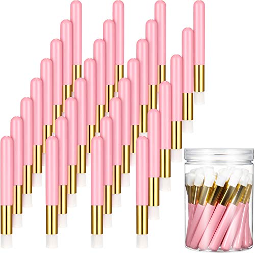 30 Pieces Lash Brushes for Cleaning Lash Shampoo Brushes Lash Brush for Eyelash Lash Brush with Container Blackhead Removing Brush Nose Pore Deep Cleaning Brush (Pink,4 Inch)
