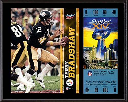 Terry Bradshaw Pittsburgh Steelers 12″ x 15″ Super Bowl XIV Plaque with Replica Ticket – NFL Player Plaques and Collages