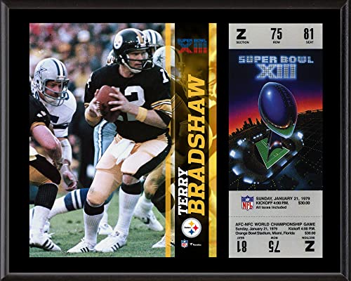 Terry Bradshaw Pittsburgh Steelers 12″ x 15″ Super Bowl XIII Plaque with Replica Ticket – NFL Player Plaques and Collages