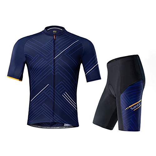 Santic Men’s Cycling Jersey Set Short Sleeve Cycling Shorts Padded Cycling Suit Bicycle Riding Clothes Cycle Wear