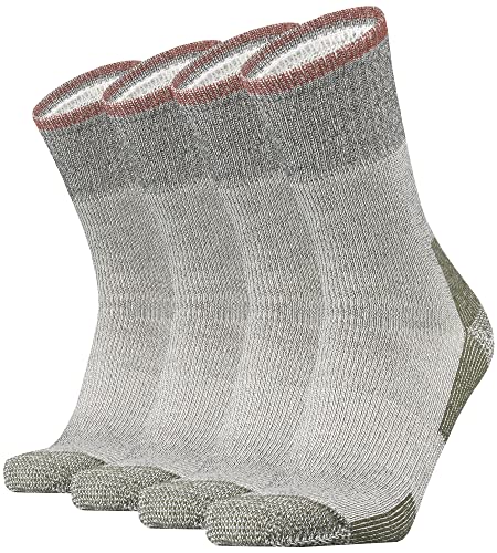 ONKE Merino Wool Cushion Crew Socks for Men Outdoor Hiking Hiker All Season Work Boot with Moisture Control Warm Full Thick(GreyGreen L)