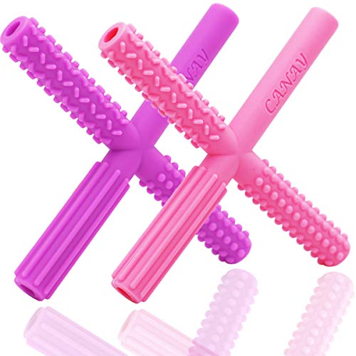 X Hollow Teether Tubes with 3 Textures – Teething Toys for Babies 0-6 Months 6-12 Months – BPA Free / Freezer & Refrigirator Safe – Baby Teether for Infants and Toddlers
