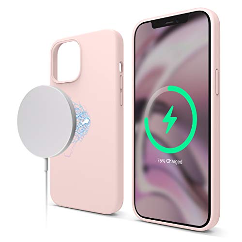 elago Magnetic Case for iPhone 12 Pro Max Case MagSafe 6.7 inch – Easy to Hold, Soft Grip Silicone, Built-in Magnets, Compatible with All MagSafe Accessories [Lovely Pink]