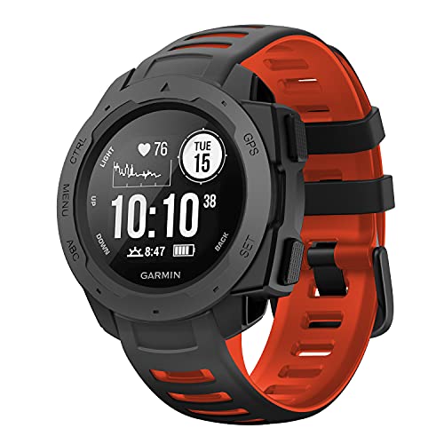 NotoCity for Garmin Instinct Band Silicone Replacement Watch Band Compatible with Garmin Instinct 2/ Solar/Tactical(black-red)