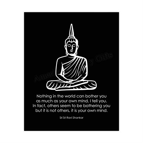 “Nothing Can Bother You As Much As Your Own Mind”- Inspirational Quotes Wall Art- 8 x 10″ Spiritual Poster Print with Buddha Image-Ready to Frame. Home-Office-Studio-Spa Decor. Perfect Zen Gift!