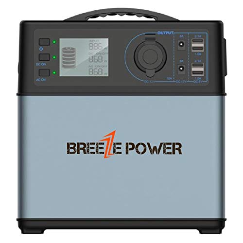 Portable Power Station Storage Bank 400Wh, 2- AC Outlets 110V/300W Peak Output 600w Lithium Emergency Battery Backup Emergency Preparedness, CPAP Backup Generator 3 Recharging Options: AC/Car/Solar