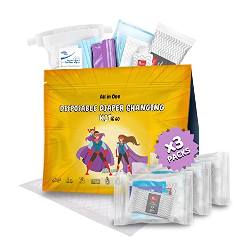 Disposable Diaper Changing Kit to Go | Contains 3 Individual Packs | Perfect for Travel | Portable Baby Changing Essential Must Haves (5)
