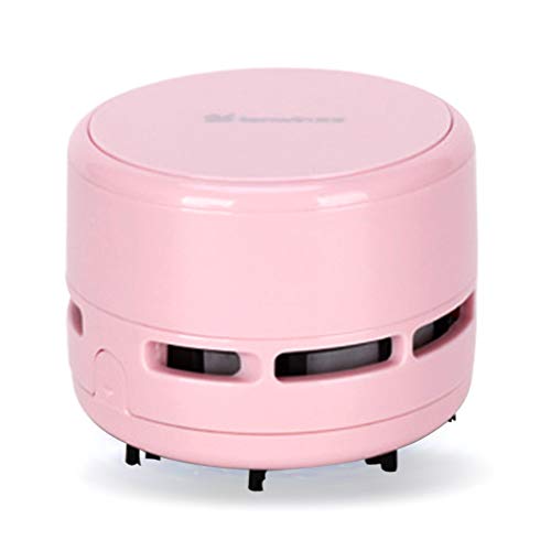 iSuperb Mini Desktop Vacuum Cleaner Portable Table Dust Sweeper Handheld Cordless Keyboard Vacuum Cleaning Glitter Crumb Vacuum for Home Office Car (Pink)