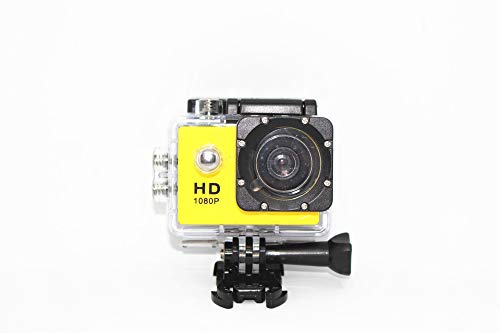 Goodii Sport/Action Pro Camera 1080P HD 12Mp, Waterproof Underwater 30M/98Ft with 2in Screen, Comes wit Waterproof Clear Case,Helmet Mounting Kits, (Yellow)