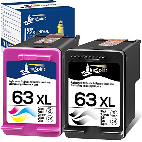 InkSpirit Remanufactured Ink Cartridge Replacement for HP 63XL 63 XL Combo Pack for OfficeJet 5200 5212 5255 3830 4652 4655 5258 4650 DeskJet 3630 2130 1112 Envy 4520 4512 Printers ( 1 Black 1 Color)