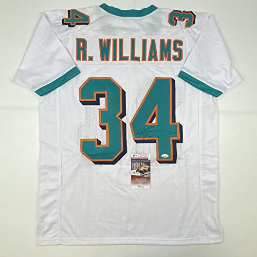 Autographed/Signed Ricky Williams Miami White Football Jersey JSA COA