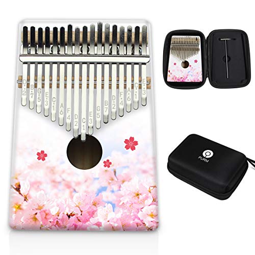 PURM Kalimba 17 Keys Thumb Piano with Waterproof Protective Box Portable Mbira Finger Piano Gifts for Kids and Adults Beginners (flower)
