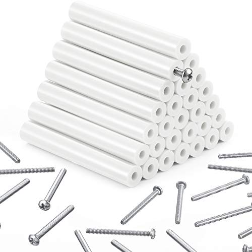 64 Pieces Electrical Outlet Box Extender Kit Includes 16 Pieces 3 Inch Switch and 48 Pieces 1-1/2 Inch 6-32 Thread Flat Head Device Mounting Extra Long Electrical Outlet Screws (White)