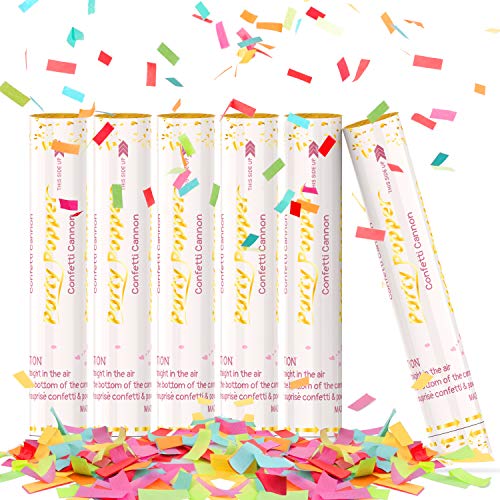 Party Supplies Confetti Shooters Poppers Cannon Gun New Years Eve Birthday Wedding Showtime Celebrations Glitter Indoor and Outdoor Air Compressed Party Poppers (Yellow+Green+Pink+Red+Orange)