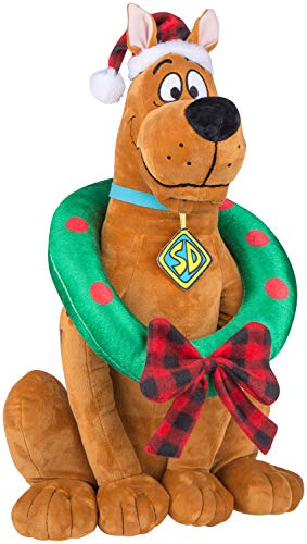 Gemmy Holiday Greeter Scooby Doo w/Plaid Hat and Wreath OPP WB , Brown