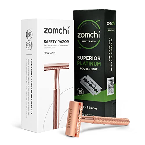 Rose Gold Double Edge Safety Rzor+100 Counts Safety Razor Blades