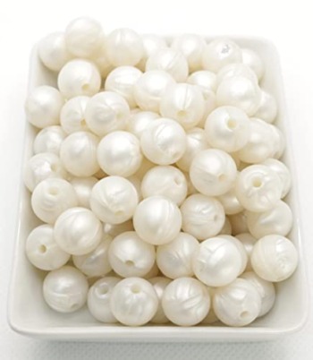 Pearl Silicone Beads by BLUE RABBIT CO for Keychain Making, Necklace, Bracelet (15mm, 100pc, Pearl) Bulk Beads & Bead Assortments, Silicon Beads | The Storepaperoomates Retail Market - Fast Affordable Shopping