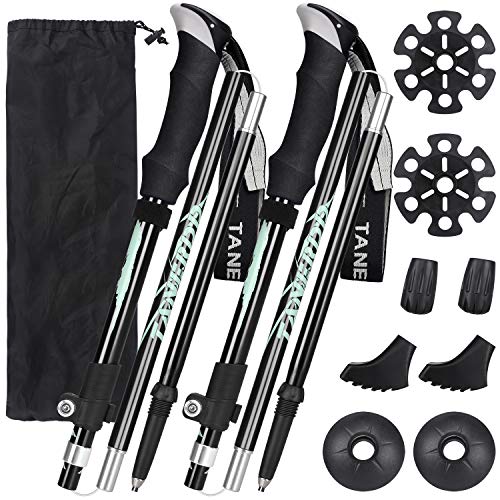 Esup Trekking Poles Collapsible for Hiking Aluminum Alloy 7075 Hiking Poles 2pc Pack Adjustable Quick Lock for Hiking, Camping, Outdoor (Black)