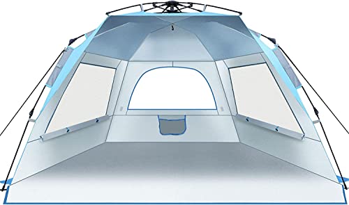 Glymnis L Pop Up Beach Tent Sun Shade Shelter for 3-4 Person, Easy Setup UPF 50+ Anti UV Tent, with 3 Ventilation Windows, Extended Floor Family Instant Beach Shade
