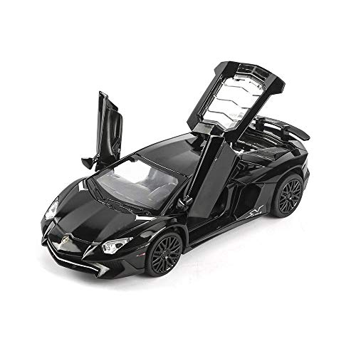 iLooboo Alloy Collectible Black Lamborghini Toy Vehicle Pull Back Die-Cast Car Model with Lights and Sound