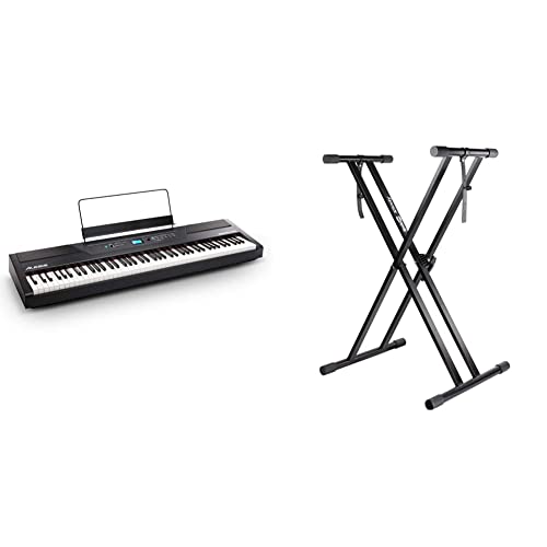 Alesis Recital Pro | Digital Piano/Keyboard & RockJam Xfinity Heavy-Duty, Double-X, Pre-Assembled, Infinitely Adjustable Piano Keyboard Stand with Locking Straps | The Storepaperoomates Retail Market - Fast Affordable Shopping