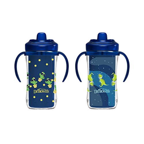 Dr. Brown’s Milestones Hard Spout Insulated Sippy Cup with Handles, Blue, 10 oz, 2 Pack, 12m+