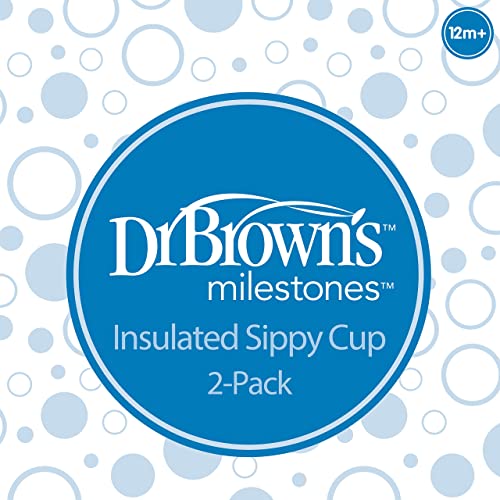 Dr. Brown’s Milestones Hard Spout Insulated Sippy Cup with Handles, Blue, 10 oz, 2 Pack, 12m+ | The Storepaperoomates Retail Market - Fast Affordable Shopping