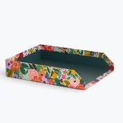 Rifle Paper Co. Garden Party Letter Tray, Features Full Color Illustrated Print, and Metallic Gold Foil Accents, Fits Letter-Sized Notepads and Paper, Matches Garden Party Collection