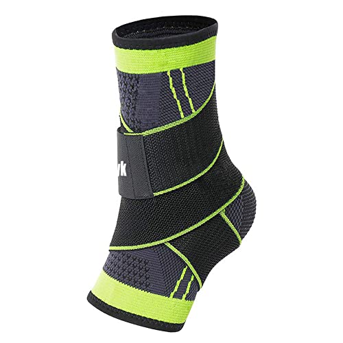 cgyqsyk Ankle Brace, Adjustable Compression Ankle Support Men & Women, Strong Ankle Brace Sports Protection, Stabilize Ligaments-Eases Swelling and Sprained Ankle (Large, Green, 1)