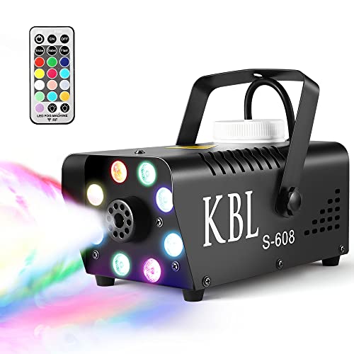 Fog Machine, KBLbfb 600W Smoke Machine with 13 Colorful LED Lights Effect, Automatic Fog with Wireless Remote Control for Christmas Parties Wedding Stage Disinfection(2022 Upgraded Version)