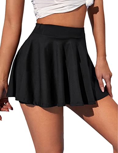 COOrun Women’s Active Skort Athletic Stretchy Pleated Tennis Skirt for Running Golf Workout,Black,S