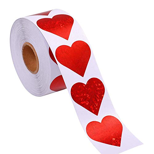 JANEMO 500 Pieces Heart Shaped Label Stickers,Heart Decorative Stickers,Use for Valentines Day Decor,Decorating Envelopes, Gift Boxes, Cards, Letters, Postcards, Scrapbooks, Handmade Crafts