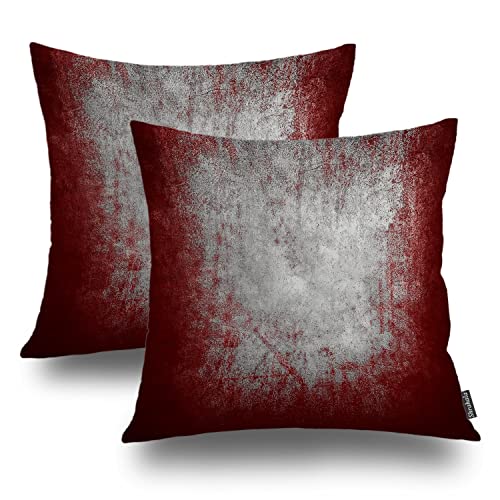 Shrahala Gray Black Grey Decorative Pillow Covers, Abstract Art Maroon Decorative Pillowcases 18×18 inch Set of 2 Cushion Case for Sofa Bedroom Car Throw Pillow Covers